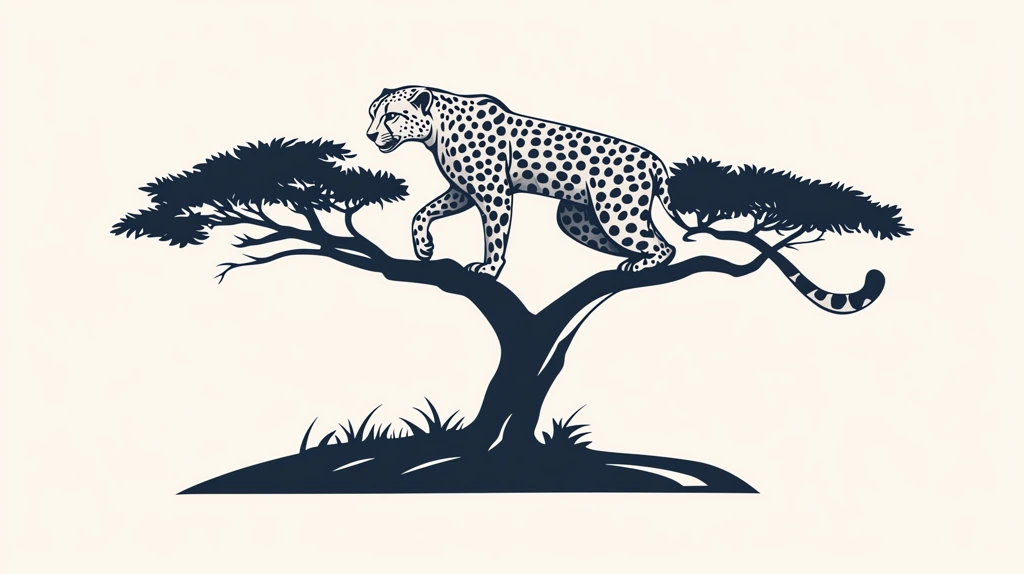 minimalistic logo of a roaring cheetah climbing onto a tree desktop wallpaper 4k