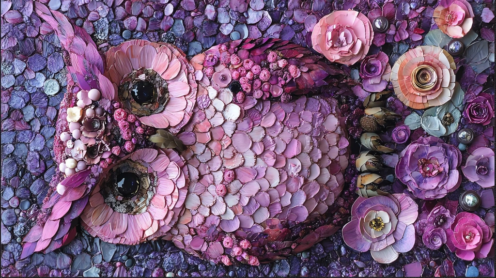 mosaic of floral owls made up flower phone wallpaper 4k