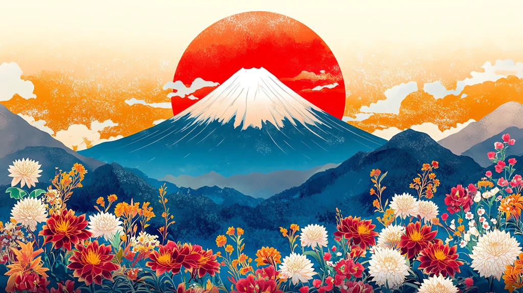 mount fuji during the new year large red sun rises behind desktop wallpaper 4k