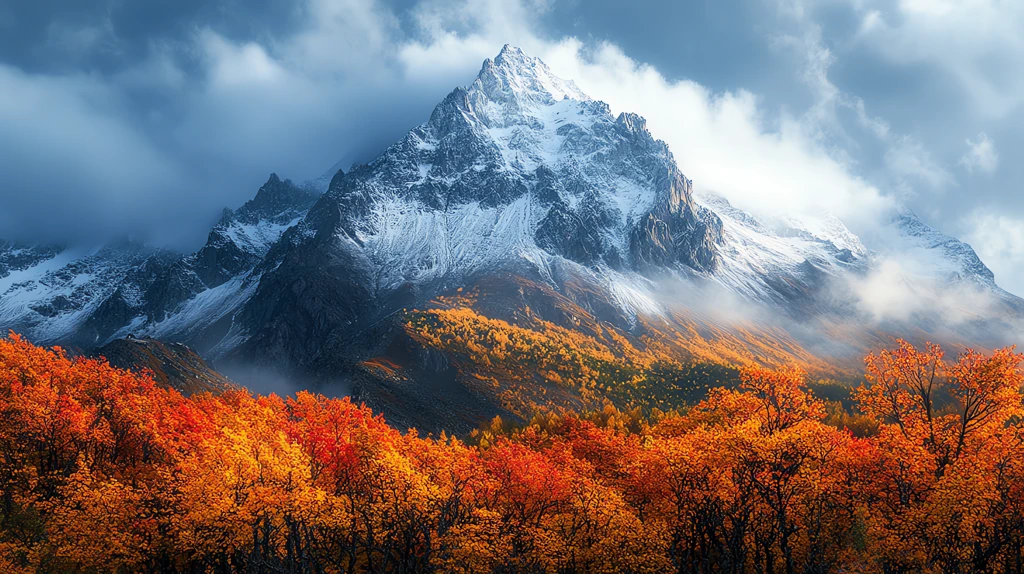 mountain peak autumn scenery with vibrant fall colors clear sky desktop wallpaper 4k