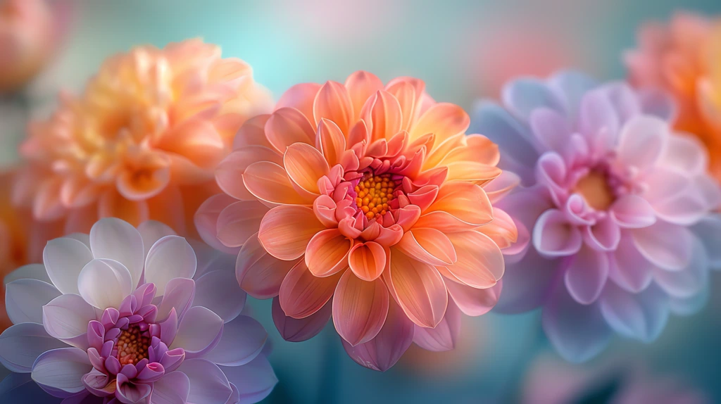 multicolored and pastel colored large flowers desktop wallpaper 4k