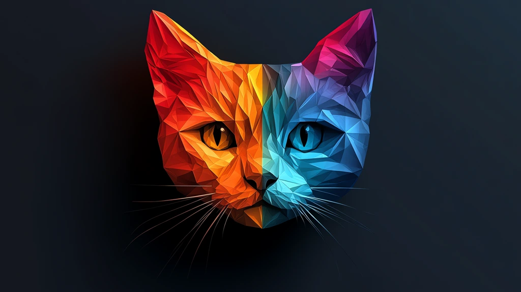 multicolored cat face version one desktop wallpaper 4k