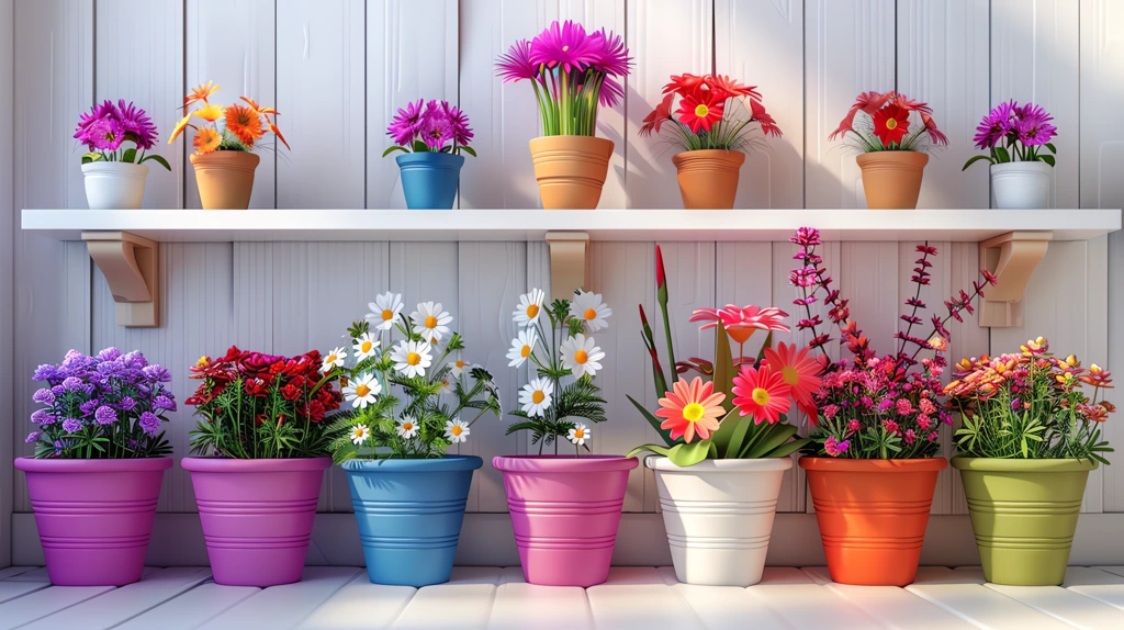 multicolored flowers in multicolored pots pots are half cut desktop wallpaper 4k