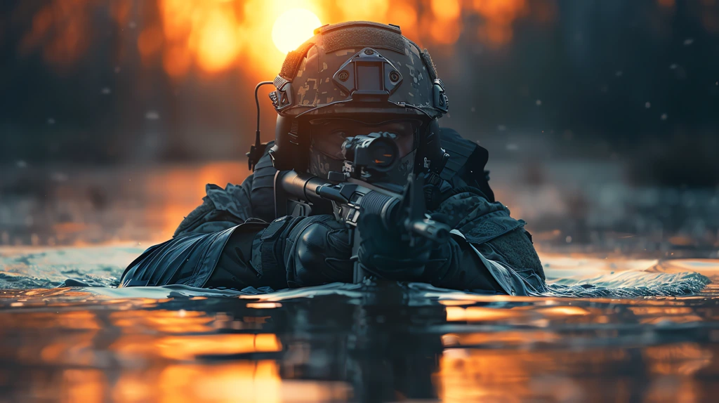 navy seal in full combat gear at dusk desktop wallpaper 4k