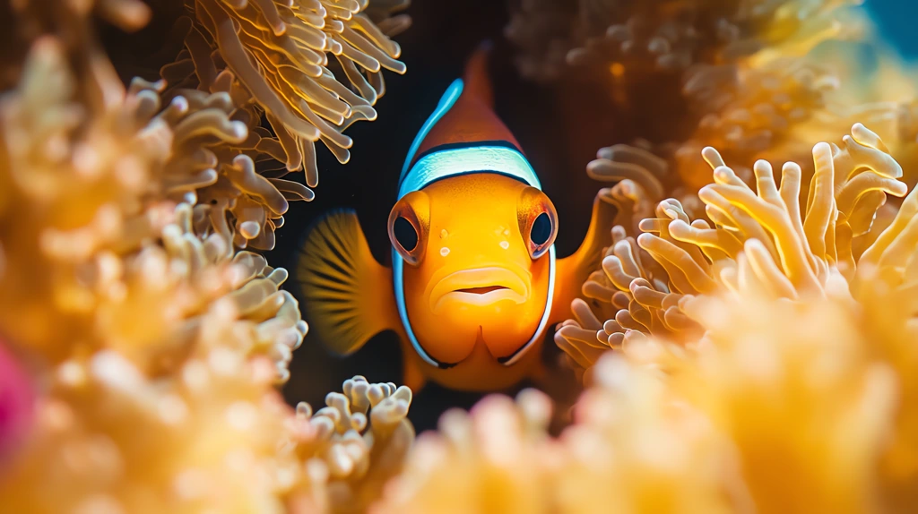 nemo underwater hideaway close-up underwater photo of a clownfish desktop wallpaper 4k