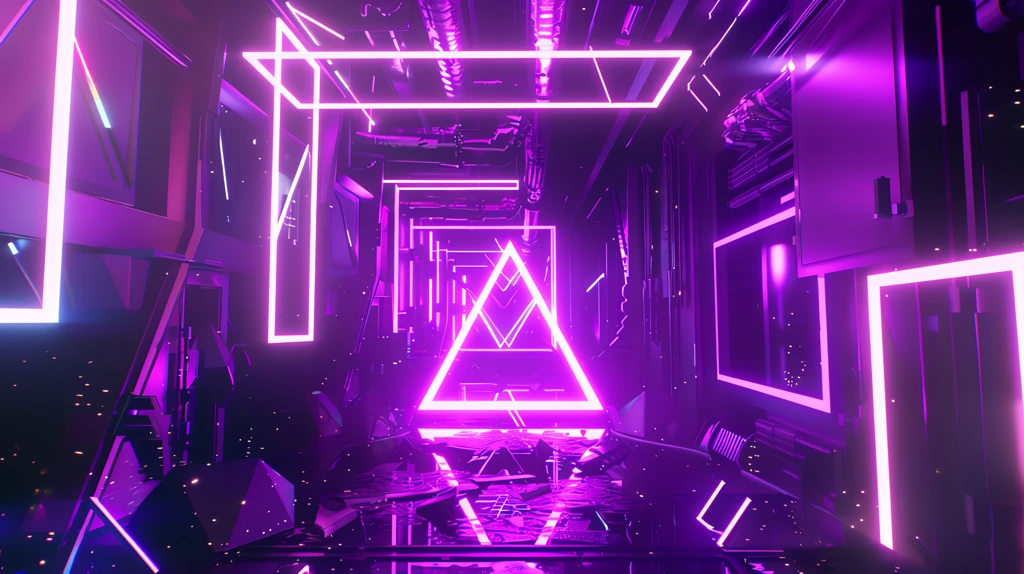 neon sign purple triangle desktop wallpaper 4k
