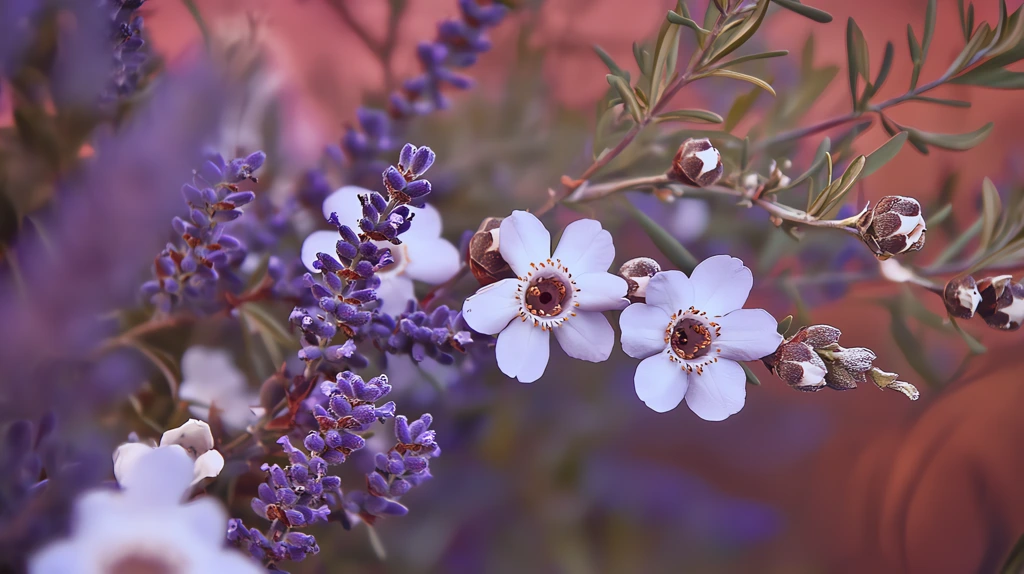 new zealand manuka flowers and lavender flowers in harmony desktop wallpaper 4k