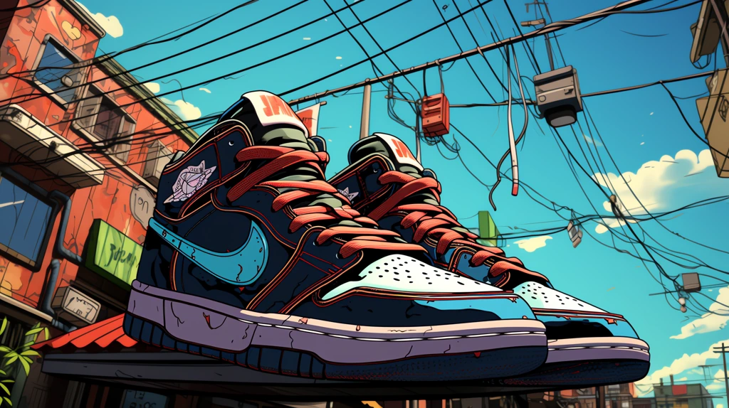 nike shoes hanging over electricity wires in the street desktop wallpaper 4k