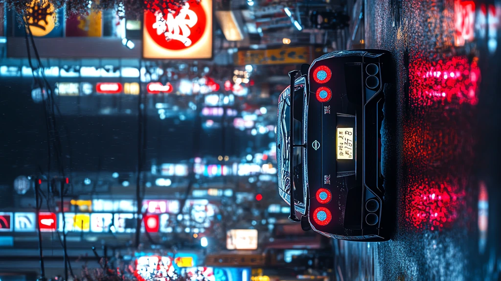 nissan skyline gt-r in a night time iconic japanese scenery phone wallpaper 4k