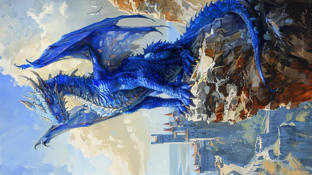 oil painting by guy coheleach a blue dragon phone wallpaper 4k