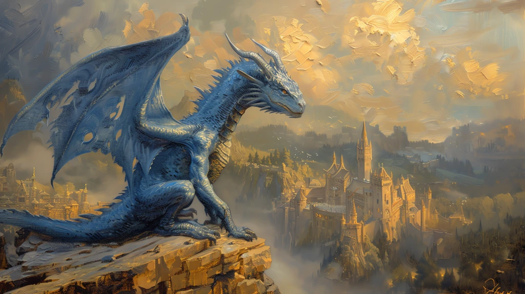 oil painting by guy coheleach blue dragon desktop wallpaper 4k