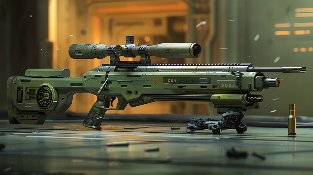 olive-green modern sniper rifle with an integrated light desktop wallpaper 4k