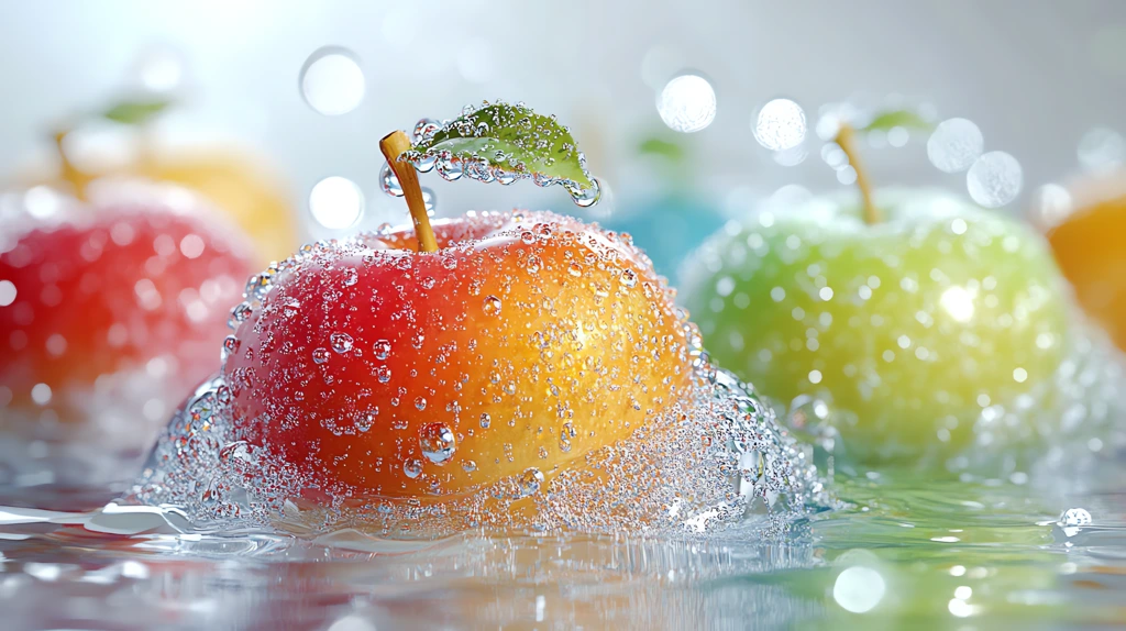 olored glass apples in the bowl of water colorful crystal clear desktop wallpaper 4k