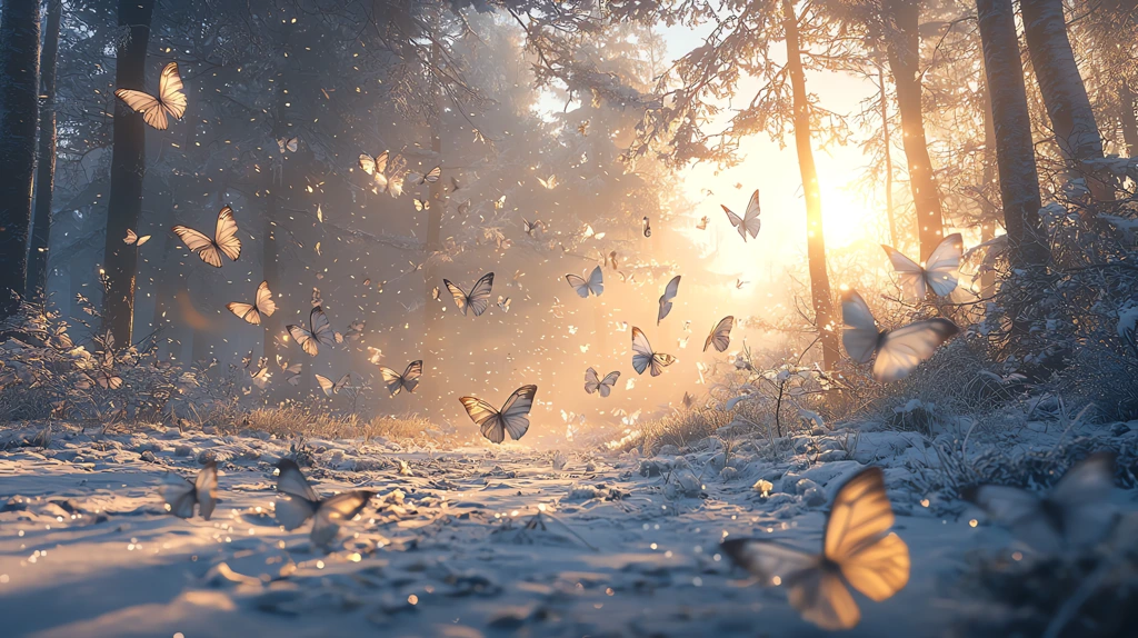 open space with many white butterflies flying desktop wallpaper 4k