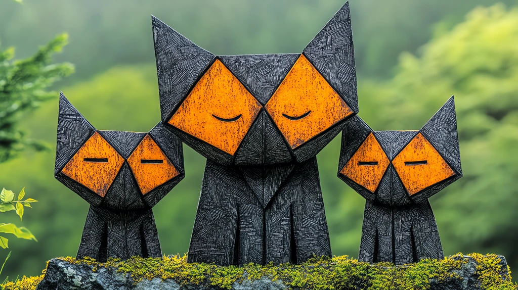 origami cute 3 cat desktop wallpaper 4k