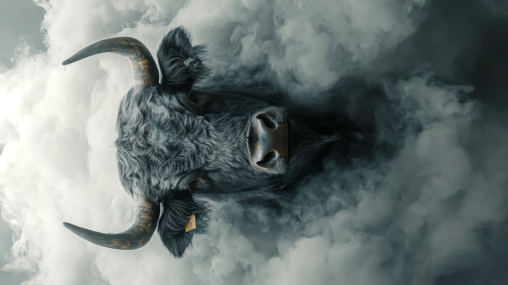 ox emerging from thick smoke phone wallpaper 4k