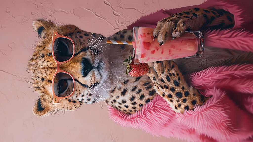 painting illustration female fashion preppy cheetah sunglasses phone wallpaper 4k