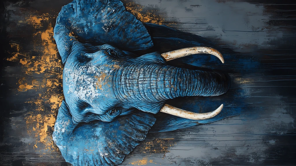 painting of an elephant blue grey powerful phone wallpaper 4k