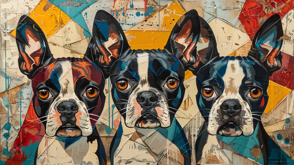 painting of boston terrie dogs in the style of pablo picasso desktop wallpaper 4k