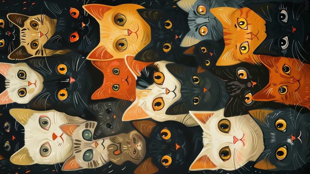 painting of lots of cat phone wallpaper 4k