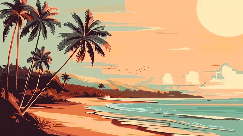 palm trees and sandy beaches desktop wallpaper 4k