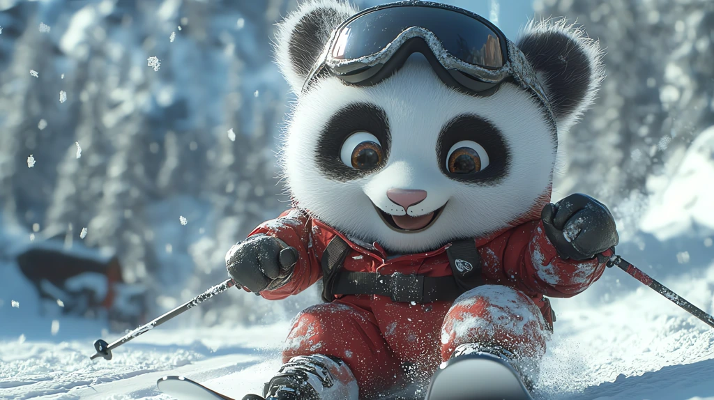 panda in a ski suit version one desktop wallpaper 4k