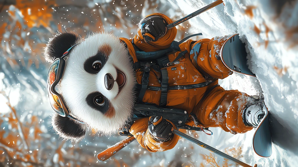 panda in a ski suit version three phone wallpaper 4k