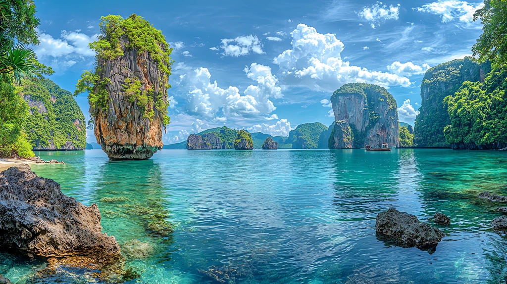 panoramic view of the iconic island in phuket thailand desktop wallpaper 4k