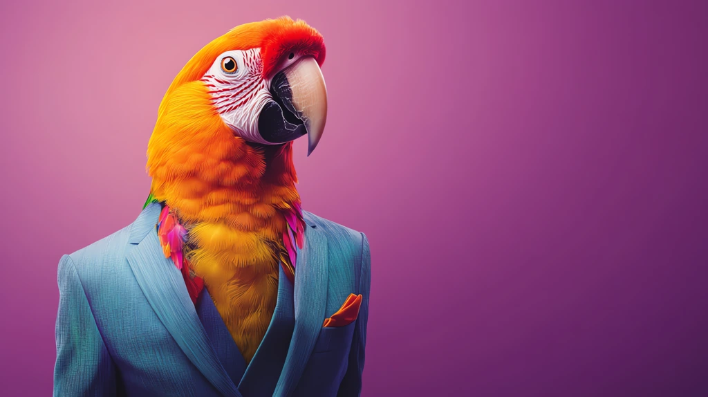 parrot’s colorful feathers are accentuated creating a playful yet sophisticated look desktop wallpaper 4k