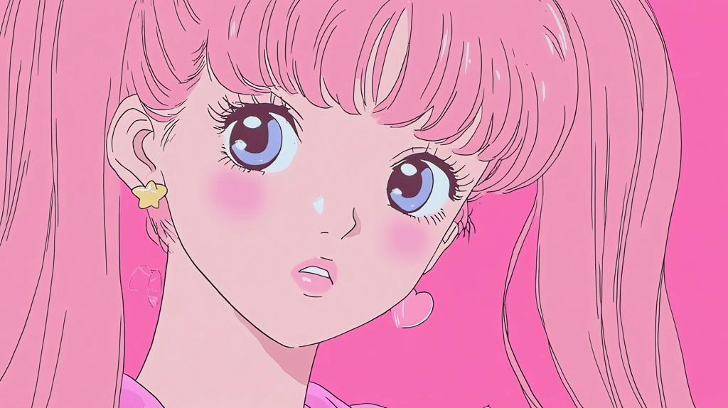 pastel pink girl cute adorable old 90s anime desktop wallpaper 4k