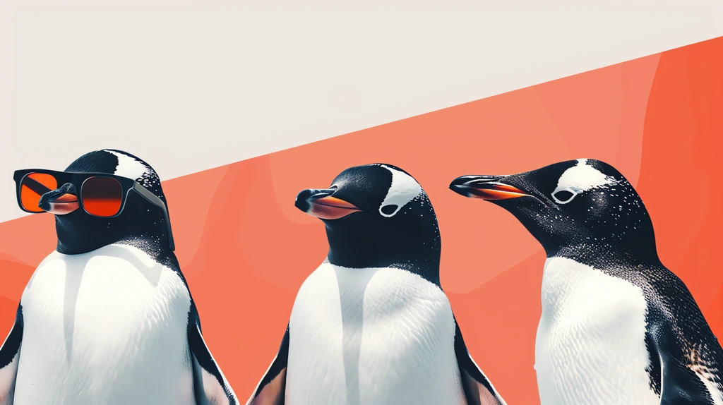 penguins stare at you wear sunglass figurative minimalist style desktop wallpaper 4k