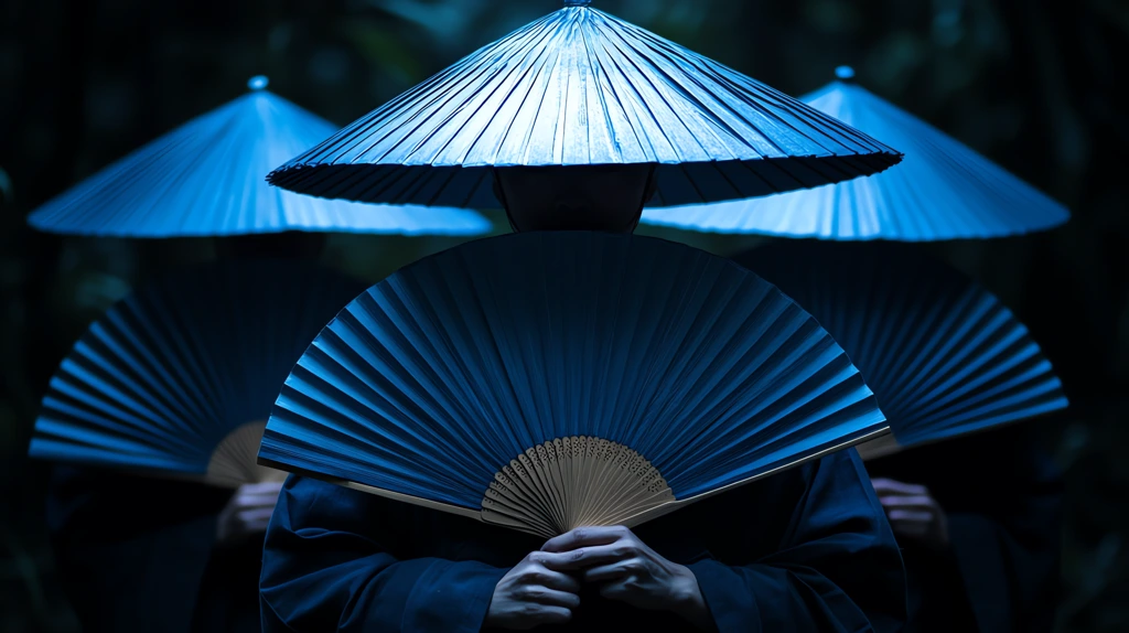 person holding the blue japanese paper folding fans desktop wallpaper 4k