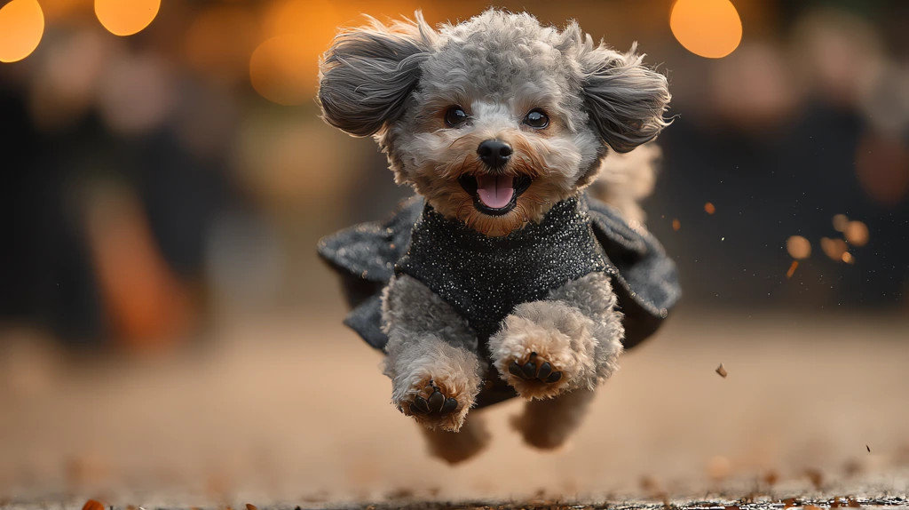 photo of a poodle wearing a dress and walking through a runway desktop wallpaper 4k