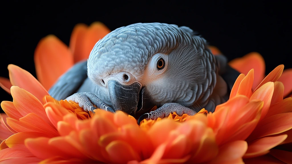 photo of an african grey parrot sleeping desktop wallpaper 4k