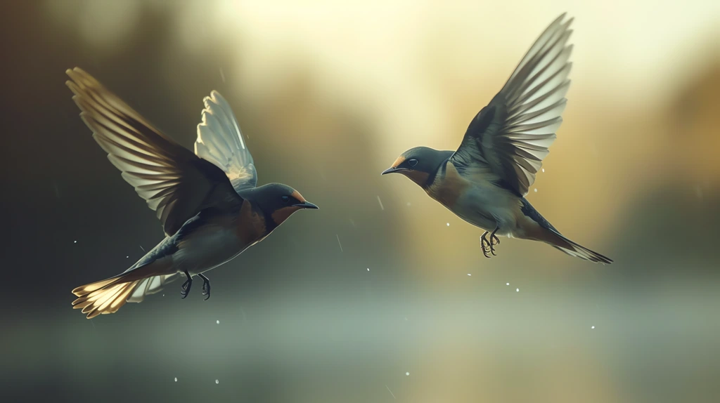 photorealistic two swallows in mid air desktop wallpaper 4k