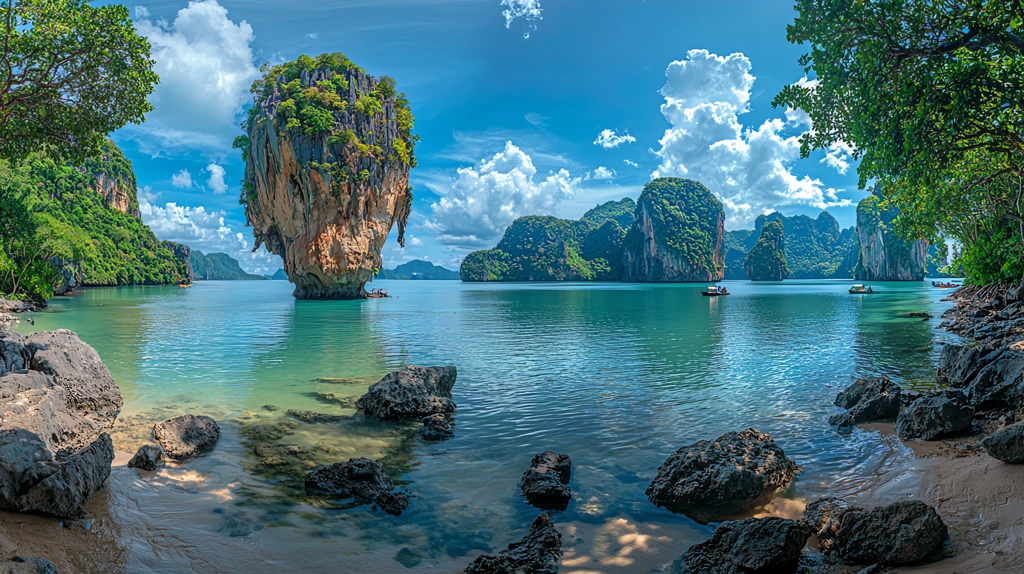 phuket thailand with a blue sky and white clouds desktop wallpaper 4k