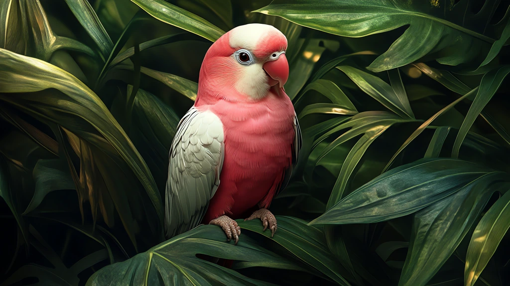 pink and white parakeet with dynamic lighting version one desktop wallpaper 4k