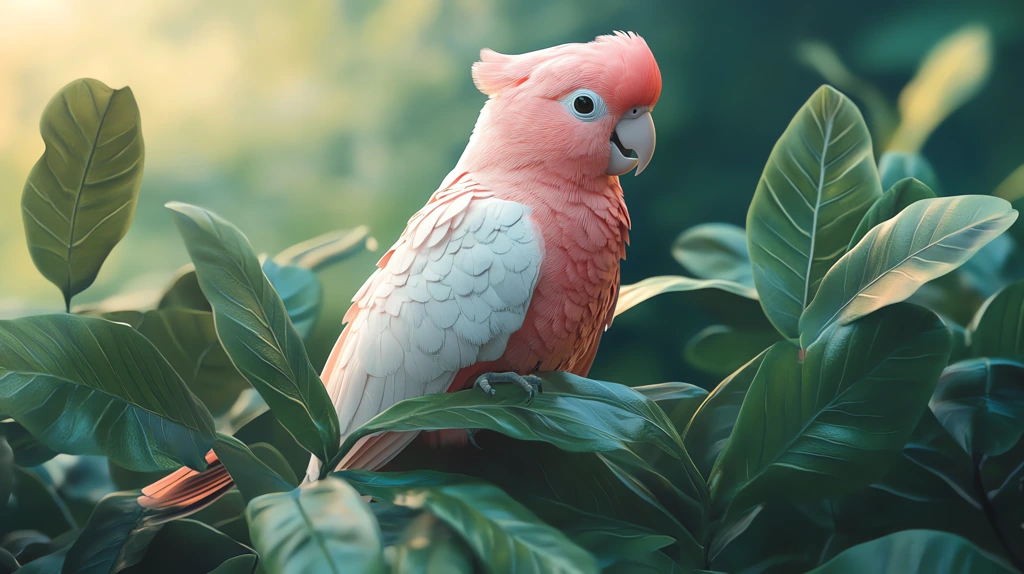 pink and white parakeet with dynamic lighting version two desktop wallpaper 4k