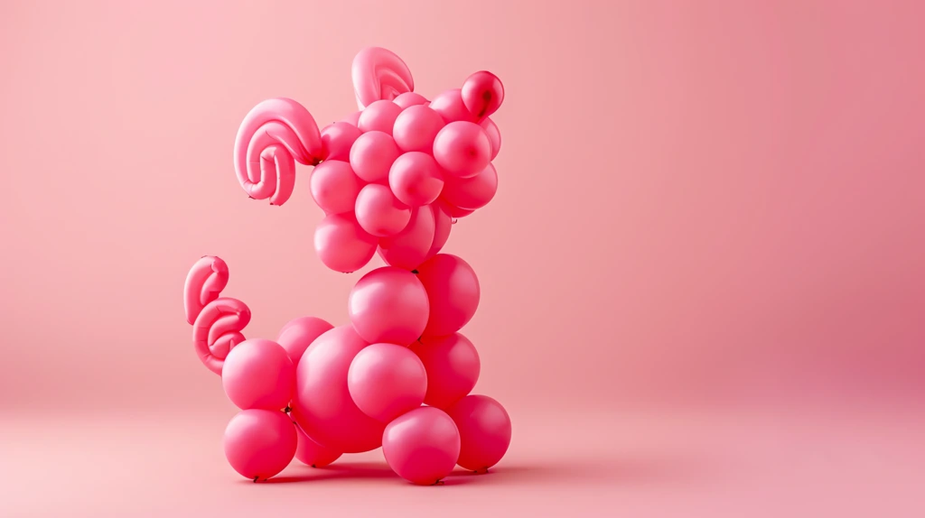 pink balloons with one ear folded back on a solid pastel desktop wallpaper 4k