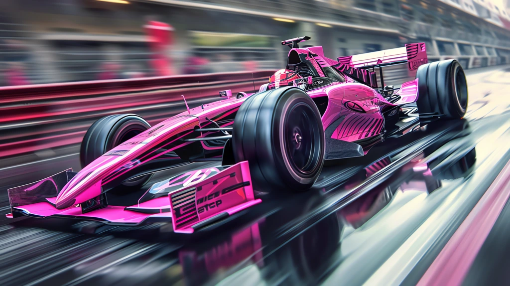 pink black formulla 1 racing car desktop wallpaper 4k