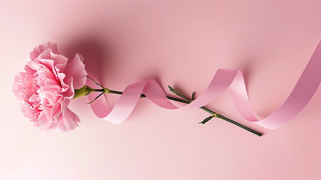 pink carnation flower is placed on the left side of an isolated pastel pink phone wallpaper 4k