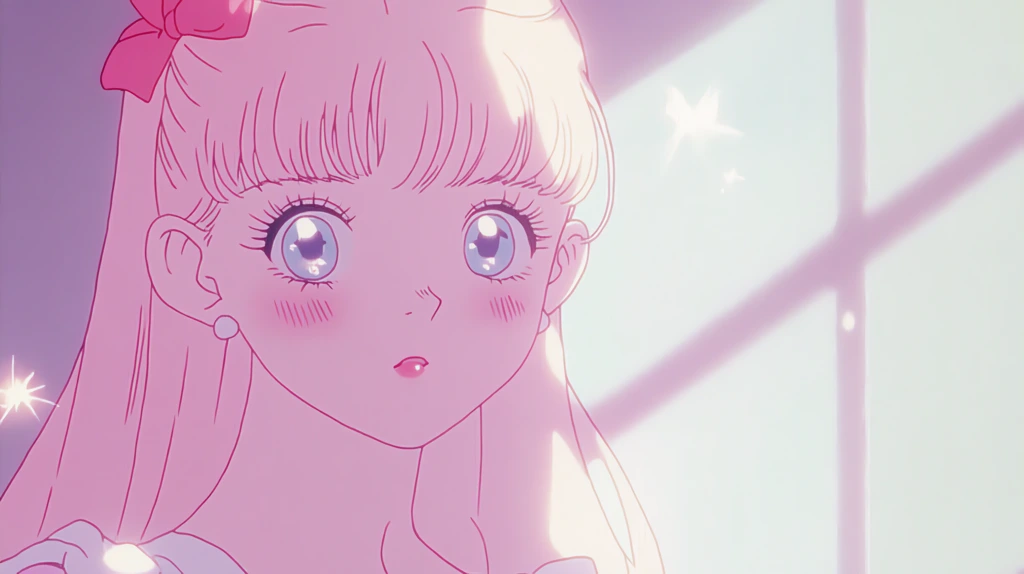 pink girl cute adorable old 90s anime kawaii desktop wallpaper 4k