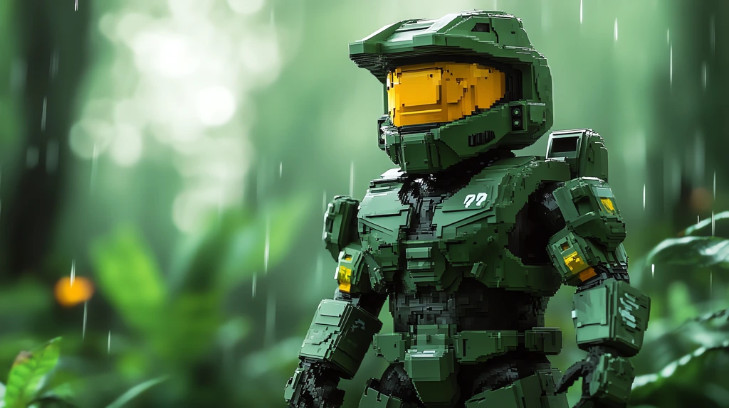 pixel art sprite model of the master chief version four desktop wallpaper 4k