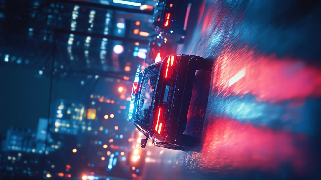 police car chases suspects in the evening phone wallpaper 4k