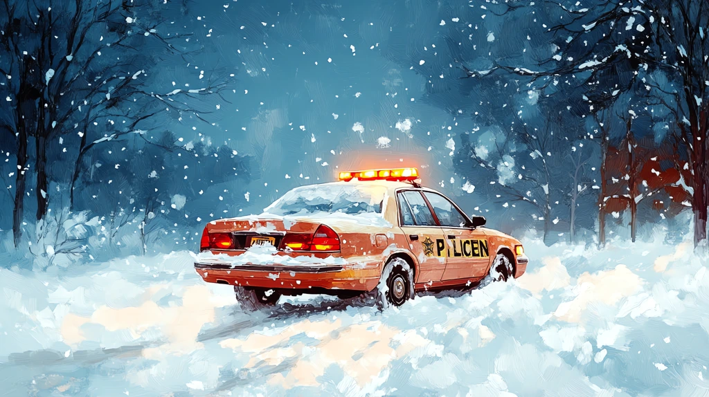 police car got stuck in a snowstorm version three desktop wallpaper 4k