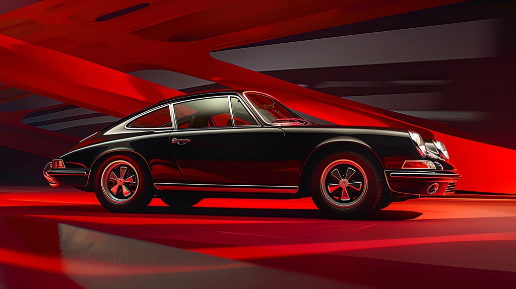 porsche 911 1965 in a red environment with soft shadows desktop wallpaper 4k