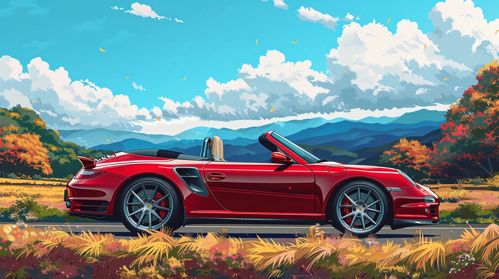 porsche convertible a road in okayama prefecture desktop wallpaper 4k