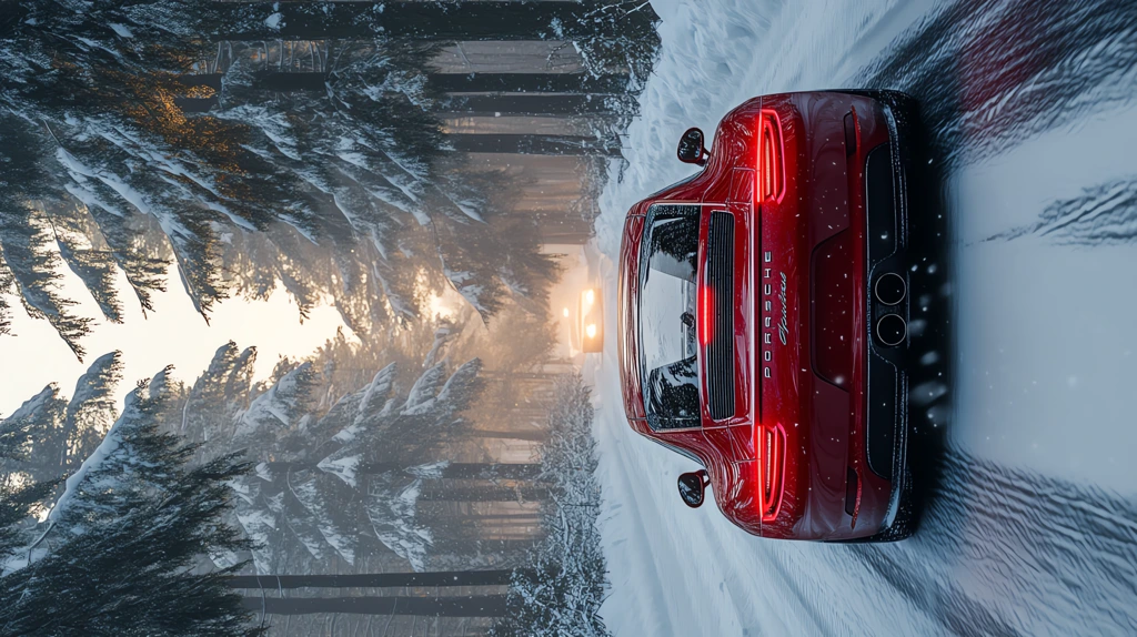 porsche driving through the snow version four phone wallpaper 4k