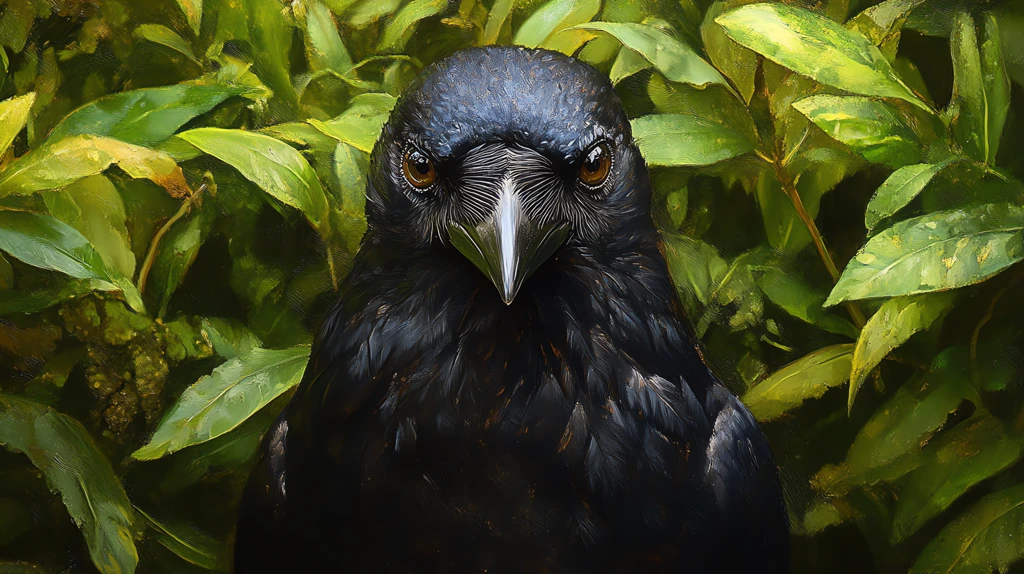 portrait of an american crow version two desktop wallpaper 4k