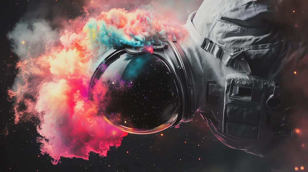 poster of an astronaut with colorful phone wallpaper 4k